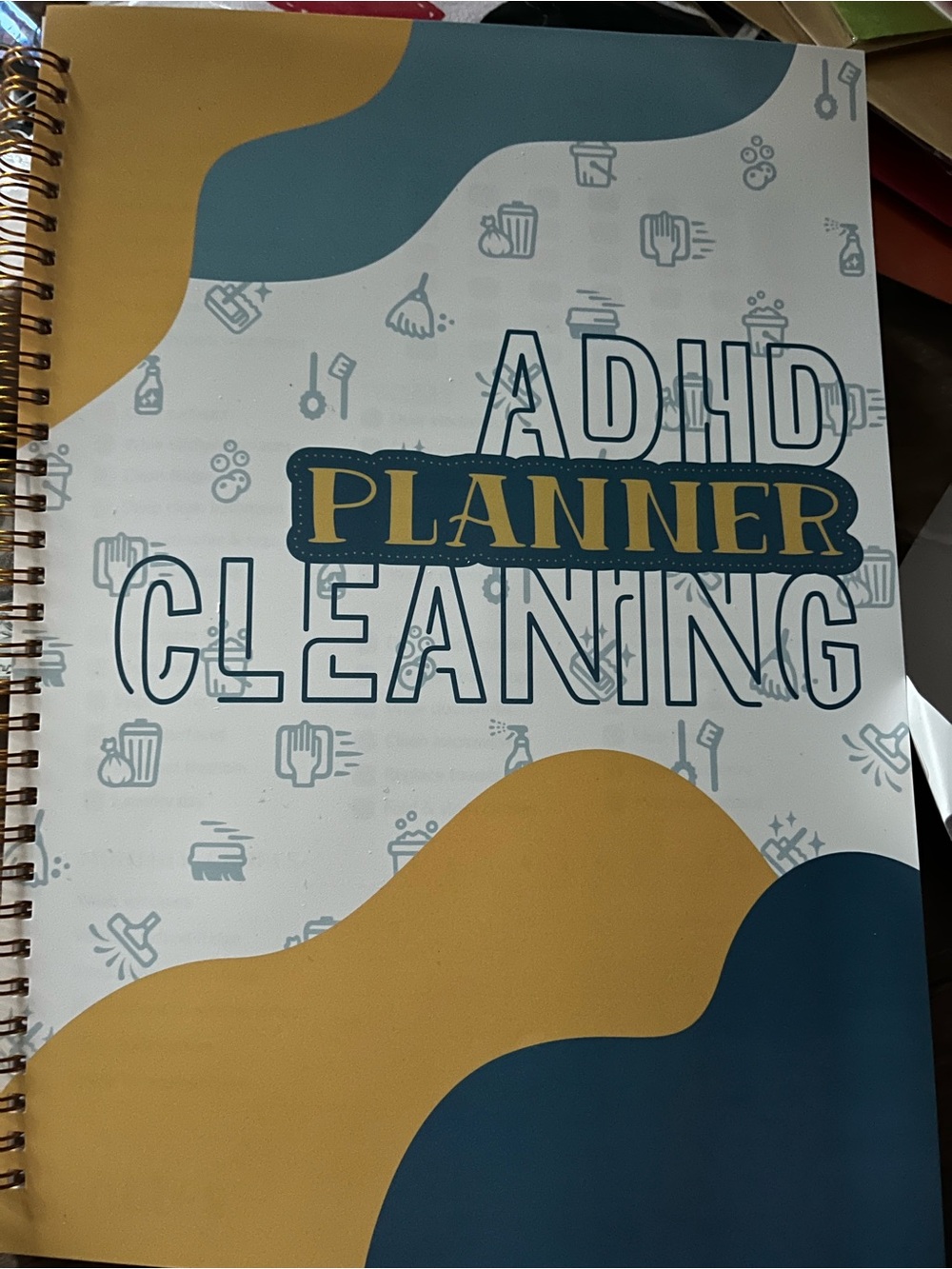 ADHD Cleaning Planner Notebook - Blue and Mustard